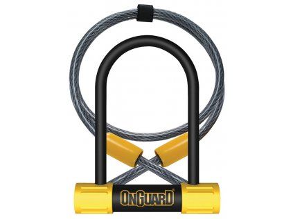 zámek ONGUARD Bulldog podkova 90x140x13 mm + lanko 1200x10 mm (Barva černá/žlutá)