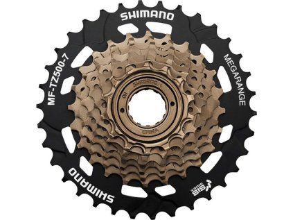7-kolo SHIMANO MF-TZ500 Megarange (Velikost 14-34 zubů, Barva hnědá/černá)